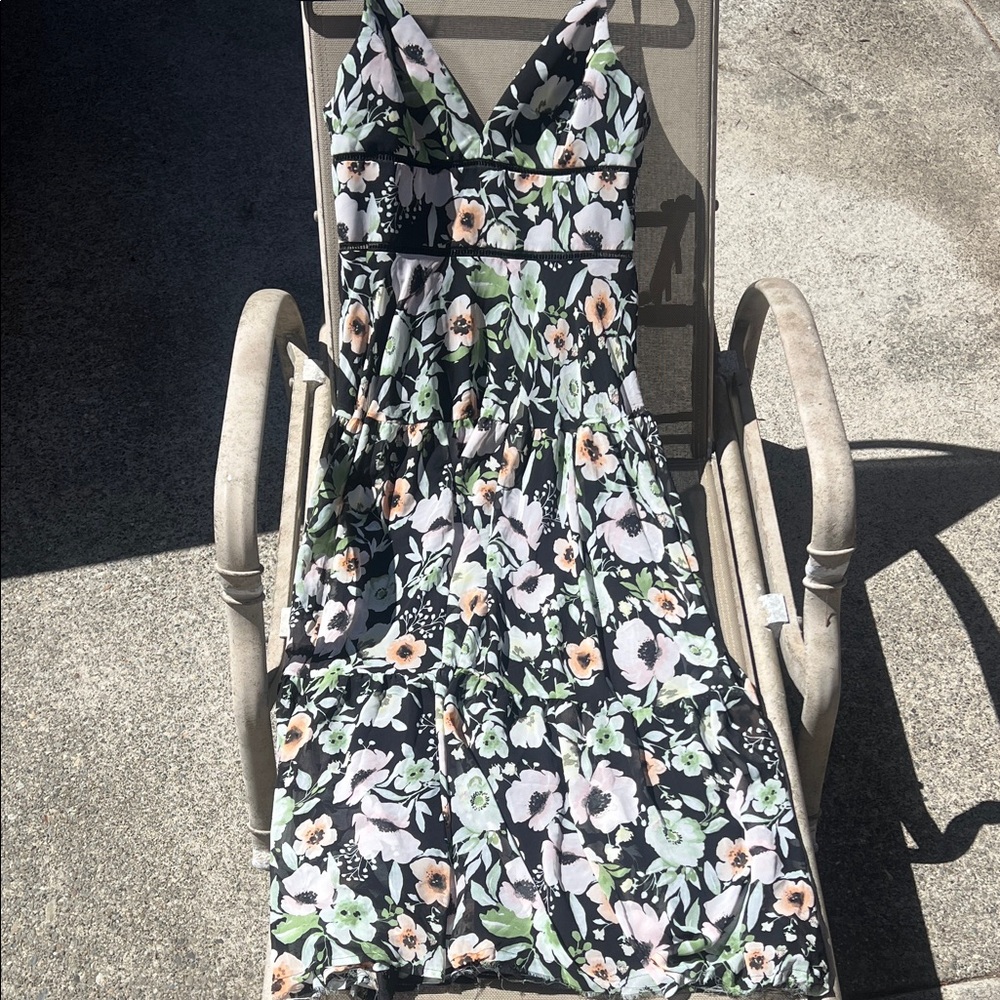 Floral Maxi Dress - Black and Green